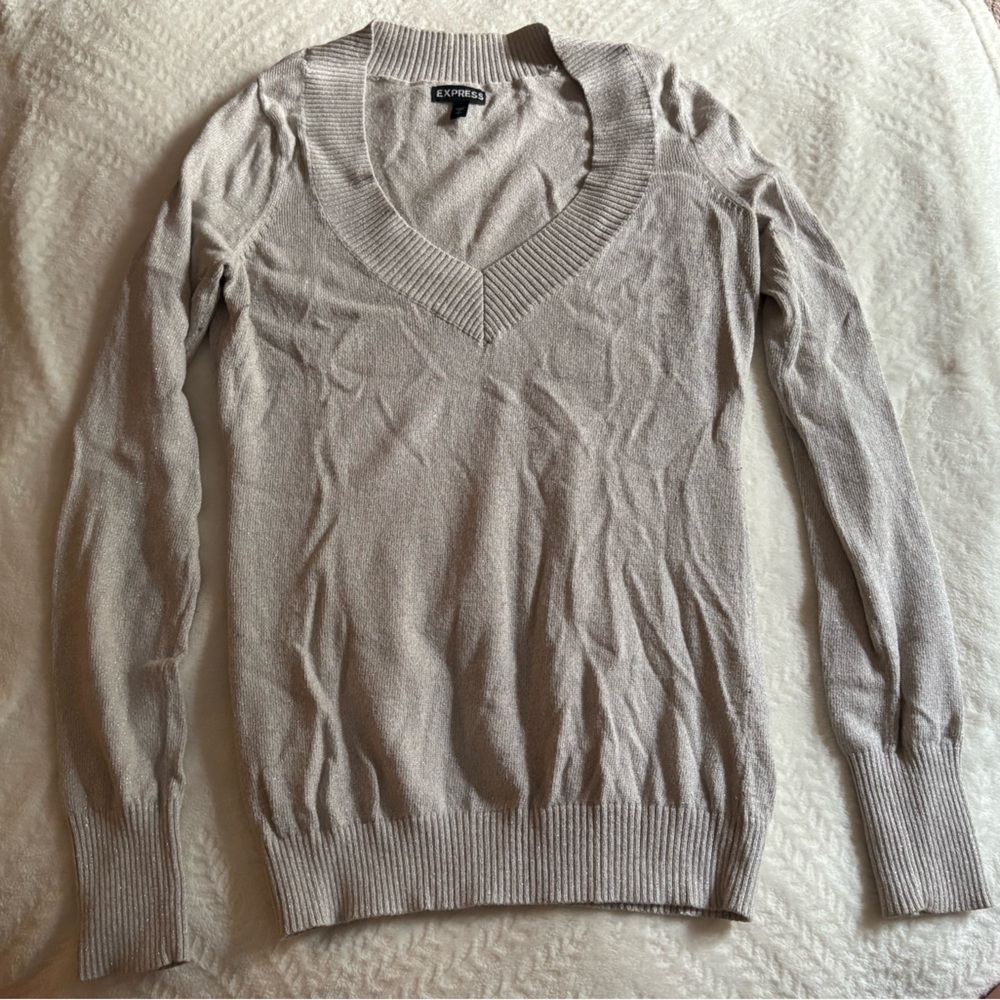 Express‎ V-Neck Sweater in Light Gray